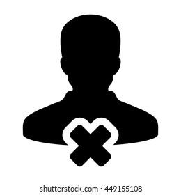User Icon With Delete & Remove Symbol Avatar Glyph Vector illustration