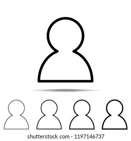 user icon in different shapes, thickness. Simple outline vector of web for UI and UX, website or mobile application