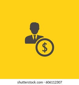 User Icon With Dollar or Currency Symbol For Finance Glyph Vector illustration