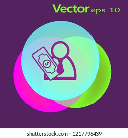 User Icon With Dollar or Money Symbol For Finance Glyph Vector illustration