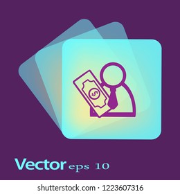 User Icon With Dollar or Money Symbol For Finance Glyph Vector illustration