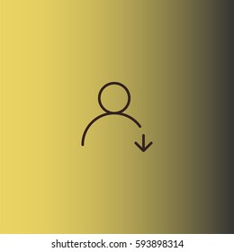 User icon with down arrow. Download contact vector
