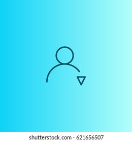 User icon with down arrow. Download contact vector