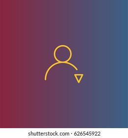 User icon with down arrow. Download contact vector