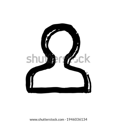 User icon. Drawn by hand with a brush. Outline stroke texture in the style of grunge. Vector illustration