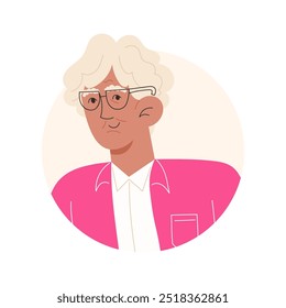 Icono del usuario con el hombre mayor con el pelo gris en estilo plano