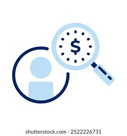 User Icon Featuring Magnifying Glass for Investment Opportunities