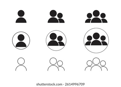 User icon flat design. Person icon set. People interface icon set.