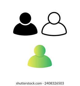 User icon in flat, line, and gradient style, User icon vector illustration