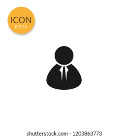 User icon flat style in black color vector illustration on white background.