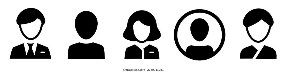 User icon in flat style icon set. Person profile avatar. Person icon. Vector illustration.
