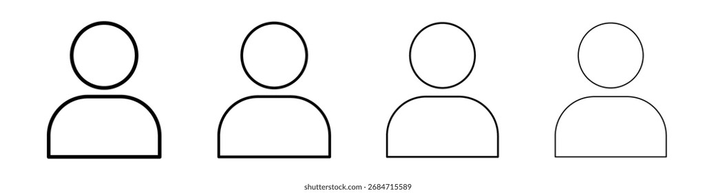 Ícone do usuário Linha fina plana vetor ilustração arte contorno conjunto