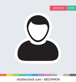 User Icon Flat Vector Person Profile Avatar Symbol in Sticker Glyph Pictogram illustration