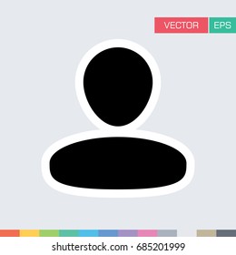 User Icon Flat Vector Person Profile Avatar Symbol in Sticker Glyph Pictogram illustration