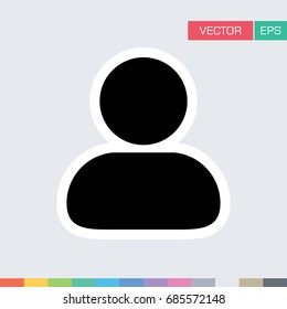 User Icon Flat Vector Person Profile Avatar Symbol in Sticker Glyph Pictogram illustration