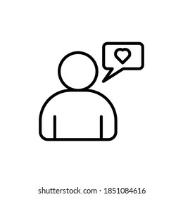 User icon full of love black line style
