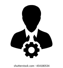 User Icon With Gear Cog Settings Symbol Glyph Vector illustration