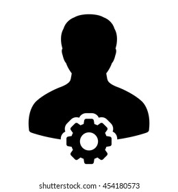 User Icon With Gear Cog Settings Symbol Glyph Vector illustration