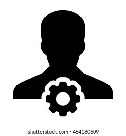 User Icon With Gear Cog Settings Symbol Glyph Vector illustration