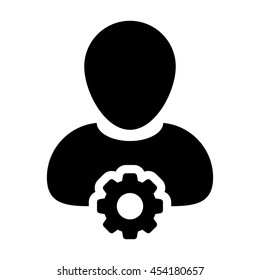 User Icon With Gear Cog Settings Symbol Glyph Vector illustration