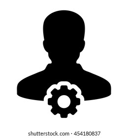 User Icon With Gear Cog Settings Symbol Glyph Vector illustration