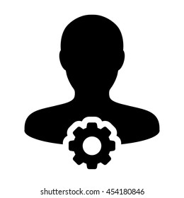 User Icon With Gear Cog Settings Symbol Glyph Vector illustration