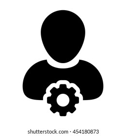 User Icon With Gear Cog Settings Symbol Glyph Vector illustration