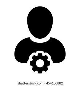 User Icon With Gear Cog Settings Symbol Glyph Vector illustration