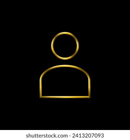 User icon, golden metallic thin 3d lines vector illustration collection.	