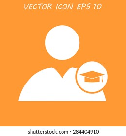 User icon Graduation cap. Flat vector illustrator Eps 
