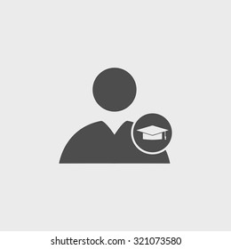 User icon Graduation cap. Flat design style eps 10