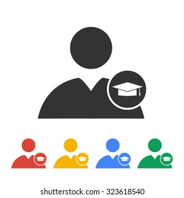 User icon Graduation cap. Flat design style eps 10