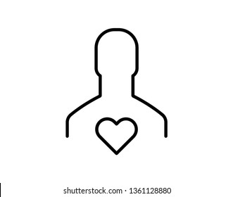 User Icon with Heart, Glyph Vector illustration - Vector 
