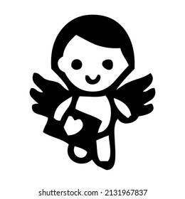 User Icon with Heart, Glyph Vector illustration.Holding A love Letter.