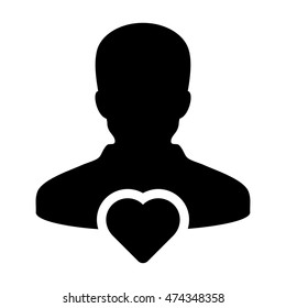 User Icon with Heart, Glyph Vector illustration