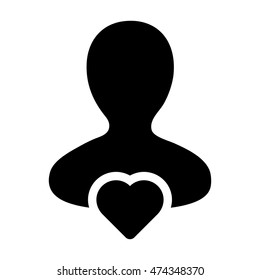 User Icon with Heart, Glyph Vector illustration