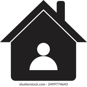 User icon in home isolated on white background . Home with profile icon vector