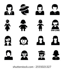 User Icon. Human Figure. Working People. business people, Staff icon. vector black avatar icons. A set of vectorized person icons. set people profession avatar vector