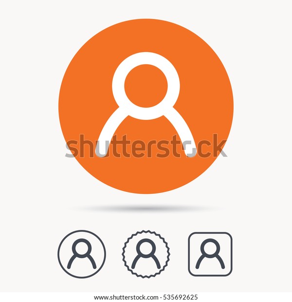 ユーザーアイコン 人間のシンボル アバターログインサイン ウェブアイコンとオレンジの円のボタン 星と正方形のデザイン ベクター画像 のベクター画像素材 ロイヤリティフリー