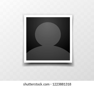 User icon human portrait. One square photo frame. Vector mockup design
