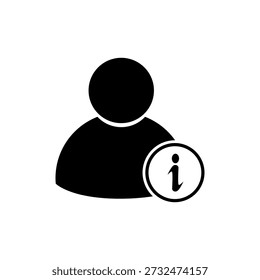 User icon with information icon, about us icon. user guides, account help, help section, accessing support information. Flat vector illustration design