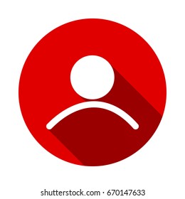 User Icon isolated on red background with long shadow. flat icon