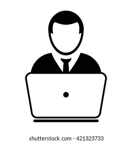 User Icon with Laptop Computer - Vector