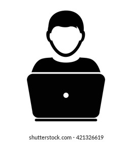 User Icon With Laptop Computer - Vector