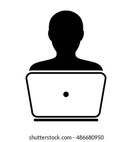 User Icon With Laptop Computer Vector illustration