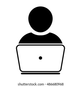 User Icon With Laptop Computer Vector illustration