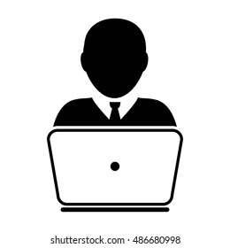User Icon With Laptop Computer Vector illustration
