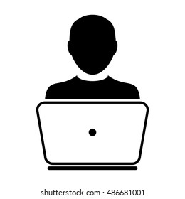 User Icon With Laptop Computer Vector illustration