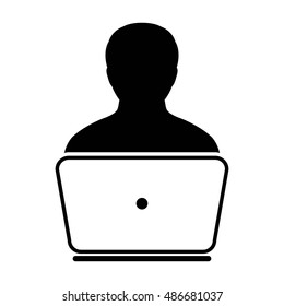 User Icon With Laptop Computer Vector illustration