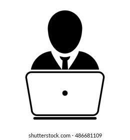 User Icon With Laptop Computer Vector illustration
